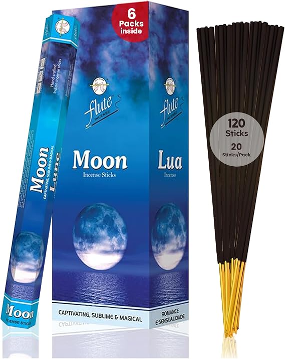 Flute Moon Premium Incense Sticks, 9" 120 Sticks, 40 Min Burn Time