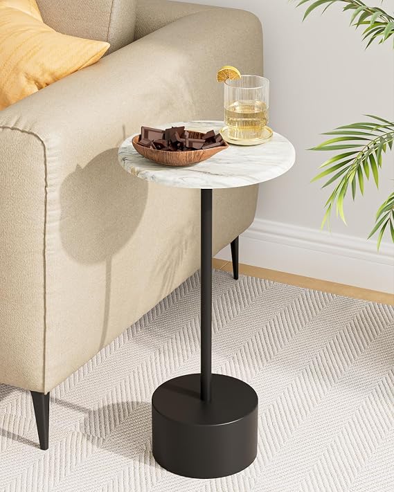 24'' Drink Pedestal Table, Round Martini Cocktail Table, Black