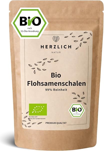 Organic psyllium husks 500 g 85% purity Indian psyllium husks fibre-rich laboratory tested perfect for digestion cereal yogurt baking certified organic quality warm nature