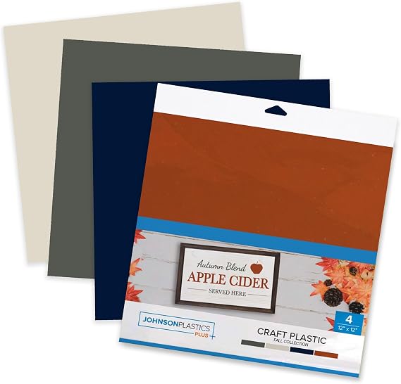 JPPlus Craft Plastic Plastic Craft Sheets for Cricut, Laser Cutter, Engraver Use- Fall, 4 Pack