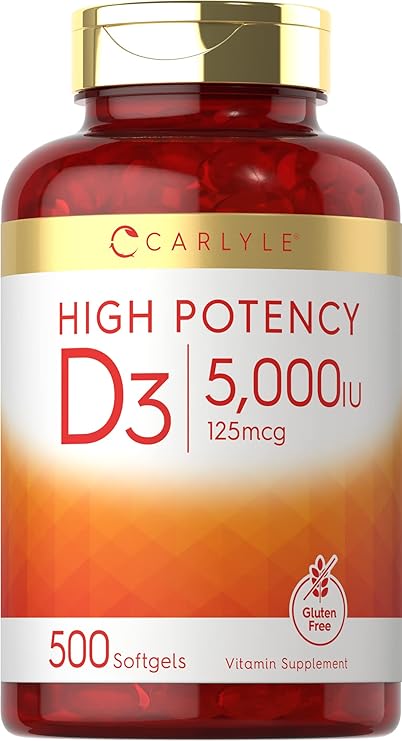 Carlyle Vitamin D3 5000 IU Softgels | 500 Count | Value Size