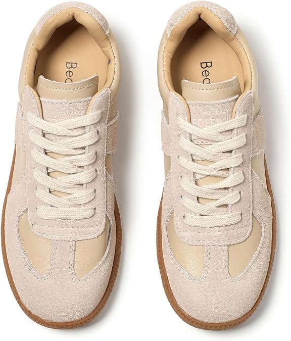 BEAU TODAY Women Sneakers, Retro Casual Shoes Flat Sneakers