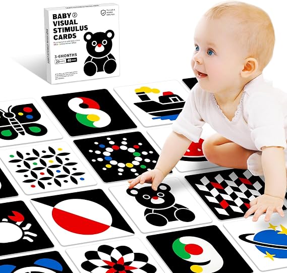 High Contrast Black and White Baby Cards for Newborns 3-6 Months