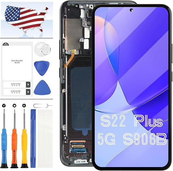 for Samsung Galaxy S22 Plus 5G Screen Replacement for Galaxy S22 Plus 5G LCD for Samsung S22 Plus 5G Display for SM-S906B SM-S906B/DS LCD Touch Screen Digitizer Assembly AMOLED with Frame