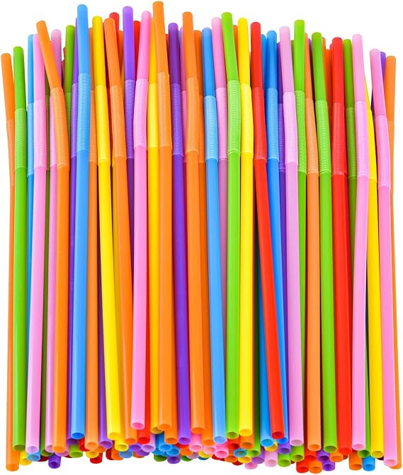 200PCS Flexible Plastic Straws
