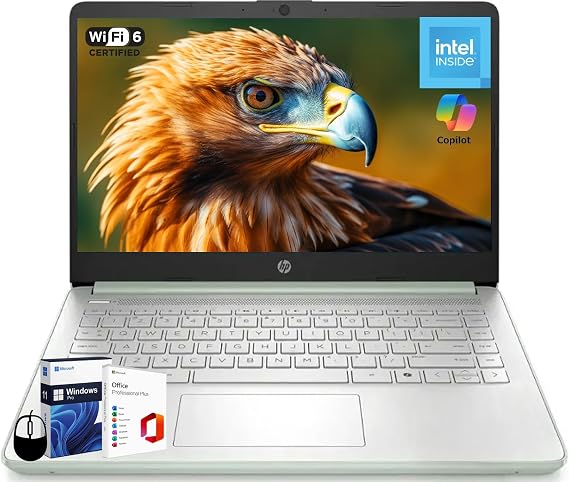HP 2025 Student Business Laptop, Intel Processor N150(up to 3.6 GHz), 14 Inch LED Screen, 16GB RAM, 384GB Storage(128GB UFS+256GB MSD), Wi-Fi 6, Copilot AI, Office Pro Lifetime, Windows 11 Pro,w/Mouse