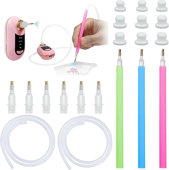 Zariocy Electric Diamond Painting Pen Tool Accessories Diamond Painting Pens, Heads & Tip Connection Fittings, Nibs and Silicone Tubes Accessories for Diamond Art Drill Pen Replacement & Craft