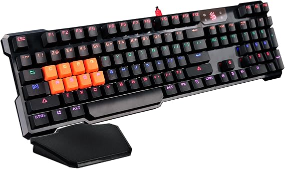 Bloody B720 Light Strike Optical Gaming Keyboard (Smooth/Linear) - Comfort Wrist pad - Faster Than Mechanical - 0.2ms Key Response Neon LED Backlit - Water Resistant [LK Black]