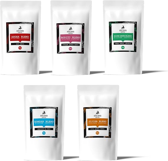 Addis Ababa Coffee - 5x100 gr Orijinal Etiyopya Kahveleri (French Press)