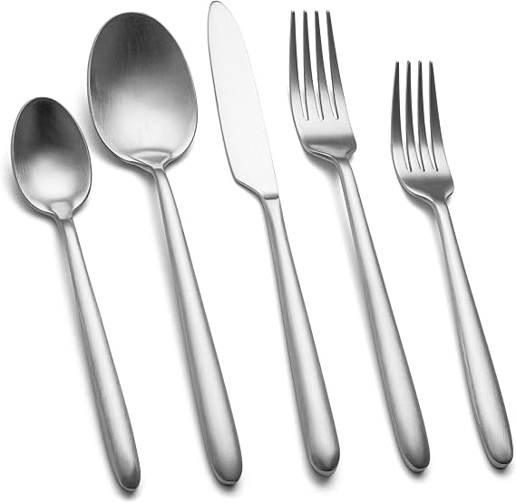 30-Piece Heavy Cutlery Set for 6 People Elegant Cutlery Matt Round handle high-quality stainless steel cutlery set dishwasher safe cutlery set matt brushed knife fork spoon