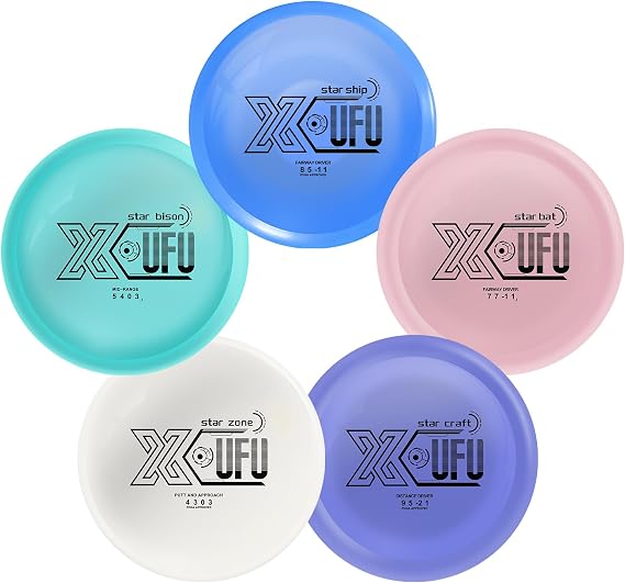 X-UFO Disc Golf Starter Set, 160-170g, Disc Golf Putter, Disc Golf Driver, Mid-Range, Beginner Disc Golf Set