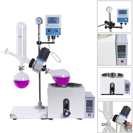 1L-5L 110V 0-120rpm High Performance Lab Rotary Evaporator Rotavapor SENCO Equipment w/Motor Lift, Digital Heating Bath, Condenser Full Set of Glassware Kits RE-201D RE-501