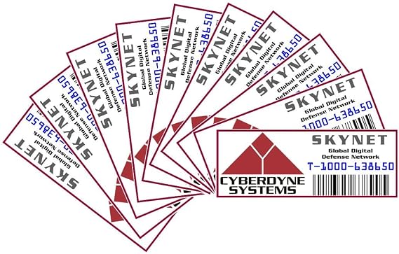Starbase 79 Asset Labels - Property of The Cyberdyne Systems - Skynet (Pack of 10, Red, 2.75*1 inches)