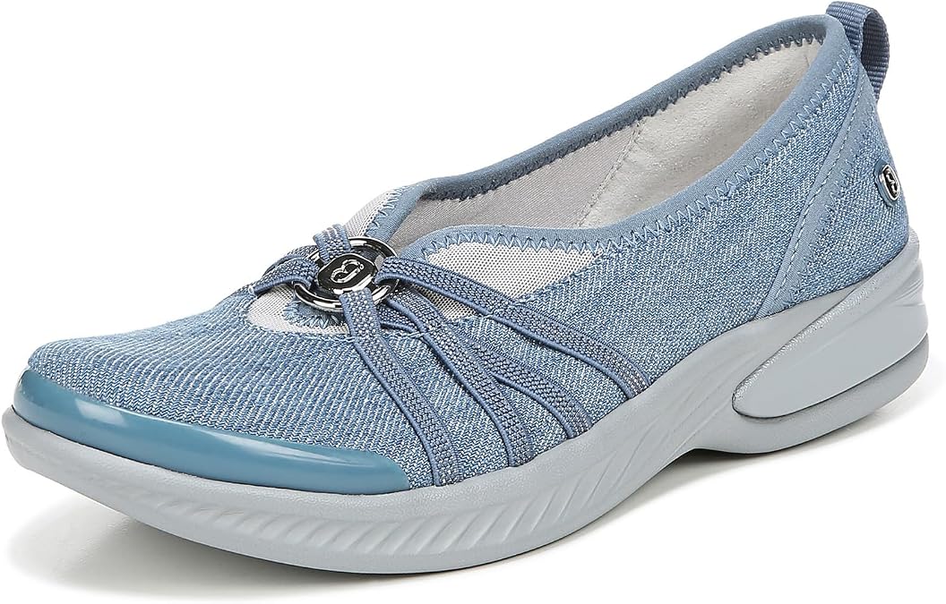 BZees LifeStride Women's Niche Slip-On Comfort Ballet Flat ,Washed Denim Fabric,8.5