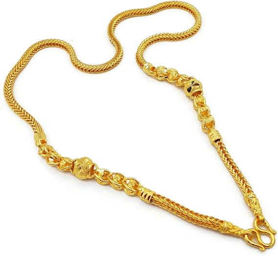 Beaded 22k 23k 24k Thai Baht Yellow Gold Plated Necklace Pendant Jewelry Women 20 Inches From Thailand