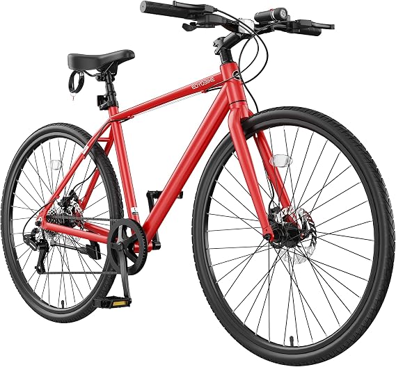 Adult Hybrid Bike for Men, 700C 8-Speed Aluminum Frame City Commuter Bike | Lightweight 29.5 lb Frame, 350 lb Capacity, Front & Rear Disc Brakes, 85% Pre-Assembled for Easy Commuting and Everyday Rides