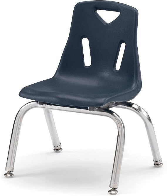Jonti-Craft Berries 8140JC1112 Stacking Chair with Chrome-Plated Legs, 10" Height, Navy