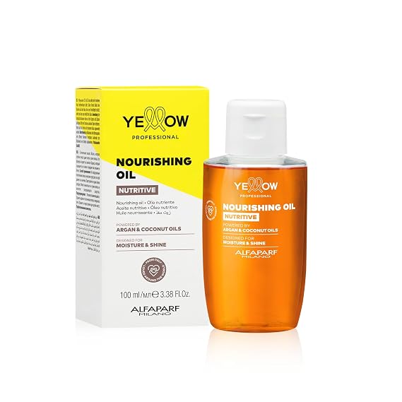 ALFAPARF MILANO Yellow Professional Nutritive Nourishing Oil for Dry Hair | Hair Oil Powered by Argan & Coconut Oils - Hair Serum Designed for Moisture & Shine (3.38 fl oz / 100ml)