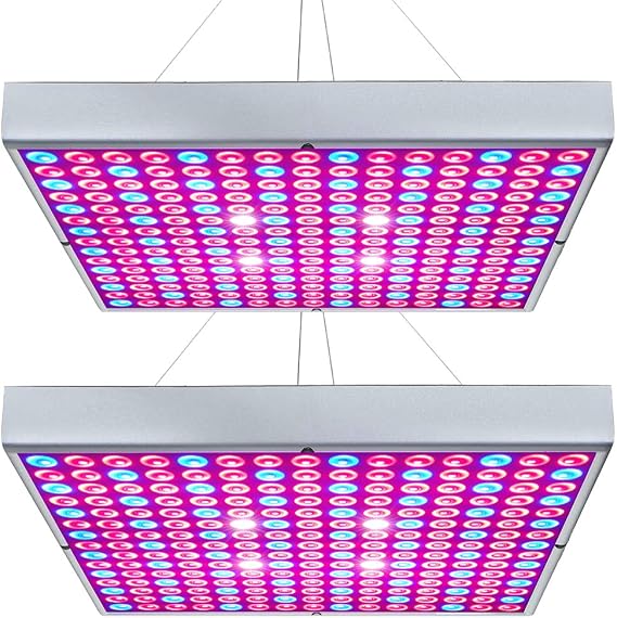 LED Grow Light 225 LEDs Plant Lights Red Blue White Panel Growing Lamps for Indoor Plants Seedling Vegetable and Flower (2 Pack)