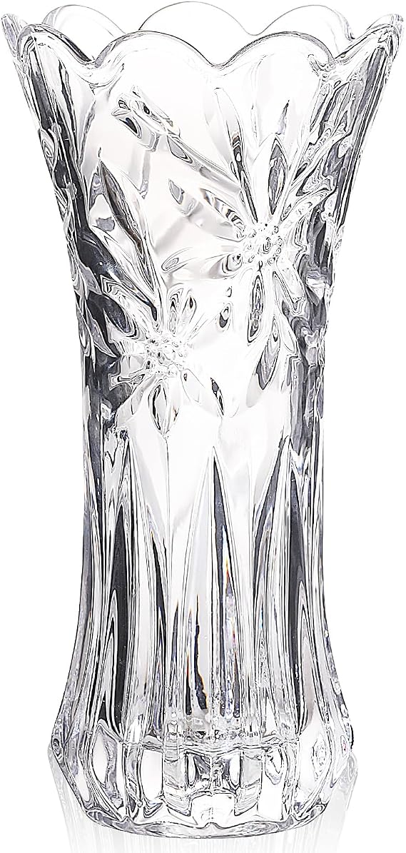 JASVIC 12 Inch Crystal Vases for Flowers, Tall Glass Vase with Wide Opening