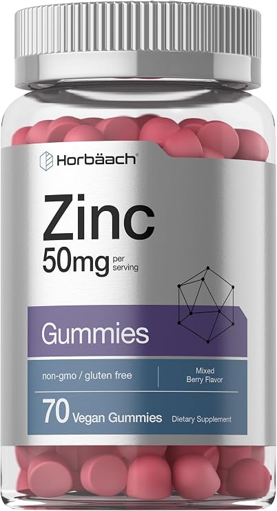 Horbaach Zinc Gummies | 50mg | 70 Count | Mixed Berry Flavor