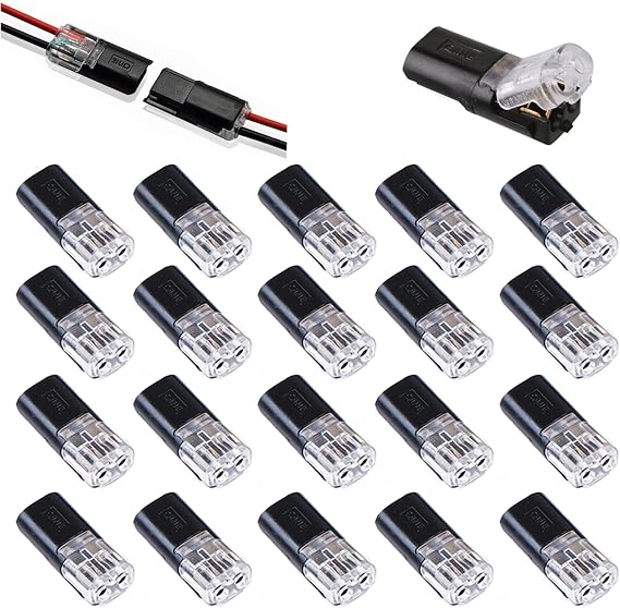 Double-wire Push-in Connector with Locking Buckle,Low Voltage Wire Connectors,No Wire-Stripping Required, Toolless Wire Connectors (20PCS)