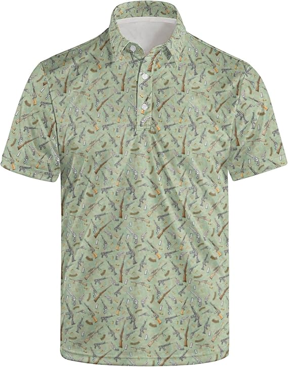 Men's Funny Golf Polo Moisture Wicking Shirt Print Golf Polo