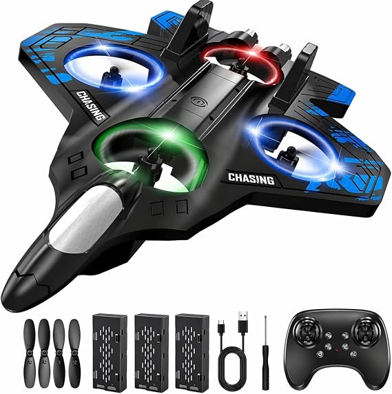 Foam Remote Control Airplanes RC Plane for Kids Adults Beginners, RC Airplane Fighter Jet with Light, 360 Flip Fighter Jet Toys, Stunt Roll, Airplane Toy Gifts for Boys Ages 6-18