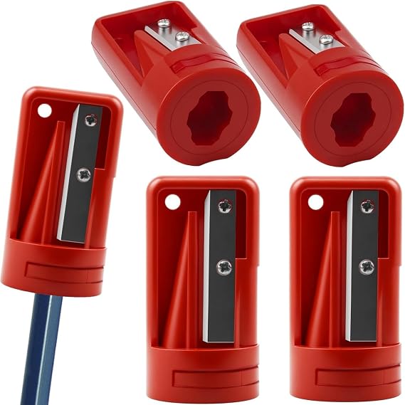 4 Pack Carpenter Pencil Sharpener, Manual Contractor Pencil Sharpener, Portable Woodworking Pencil Sharpeners Cutter Shaver Narrow Sharpening Tool for Woodworking Tool