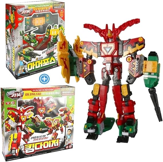 ハロー カーボット Hello Carbot Armor Daizer 6 段合体ロボット Armor Force （ロボット、ヘリコプター、戦車）+ King Daizer ロボット,エレファント,ドラゴン） 海外直送品