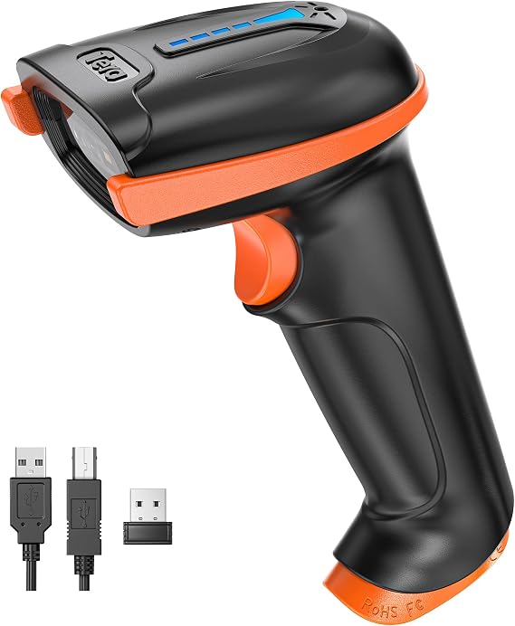 Tera Barkod Tarayıcı 1D 2D QR Kablosuz 2.4Gh+Kablolu USB 2.0 Kablolu El Tarayıcı Barkod Okuyucu 5 mil Çözünürlük 100 m Menzil, Ekran Tarama Destekli, Yükseltme Modeli D5100