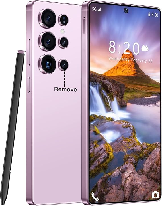 Fadnou S25 Ultra Unlocked Cell Phone, Built in Pen, Smartphone Battery 7000mAh, 6.99" HD Screen Unlocked Phones, 16+512GB 5G The Phone Android 14, Face ID/Fingerprint Lock/GPS (Purple)
