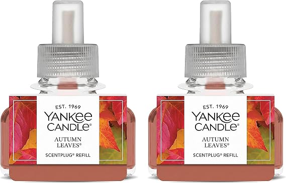 Yankee Candle ScentPlug Refill, Autumn Leaves, Plug In Air Freshener Scented Oil, Continuous Home Fragrance for Inviting Rooms, 0.625 Ounce (Pack of 2)