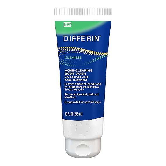 Differin Acne Body Wash, Salicylic Acid for Back & Chest Treatment, 10oz