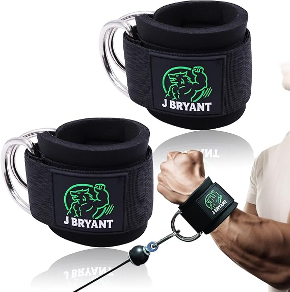 Wrist Cuffs for Cable Machine Workouts Padded Wrist Straps with Reinforced D-Rings for Strength Training, Pulley Systems, Triceps & Bicep Workouts Adjustable Fit for Men & Women