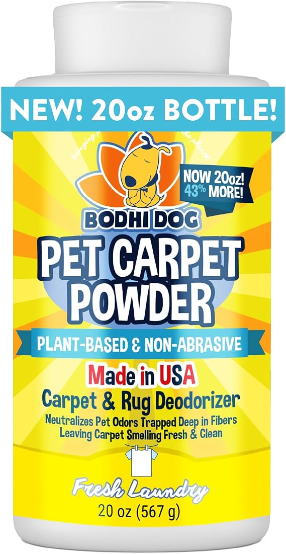 Bodhi Dog Natural Carpet Deodorizer Powder - Dry Pet Smell Eliminator & Urine Odor Remover - Loosens Fur & Dirt - Plant-Based Room Freshener for Vacuuming Home - Fresh Laundry (Pack of 1)