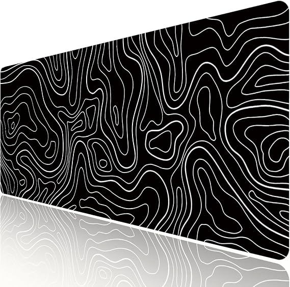 HGWALP Black Topographic Large Gaming Mouse Pad Extended XXL(900 * 400 * 3MM) Mouse Mat Long Desk Pad with Stitched Edges for Keyboard Home Office Gaming Work Big Desk Mat
