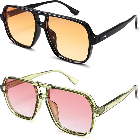 Oversized Aviator Sunglasses for Women Men, Retro Square Shades