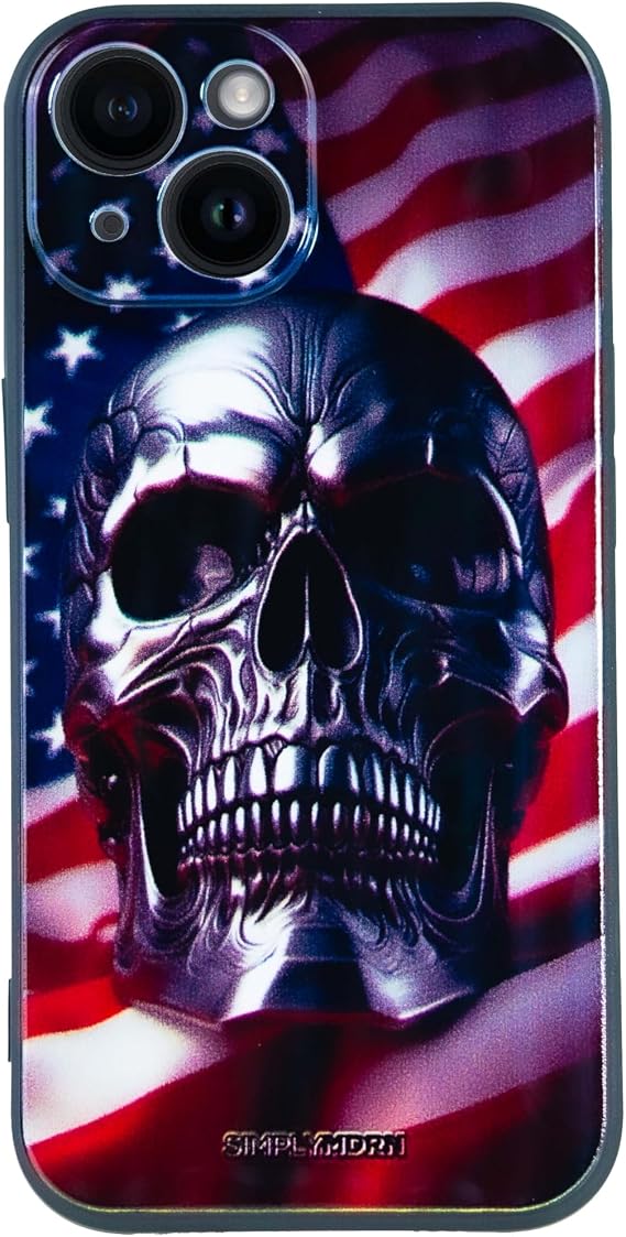 SIMPLYMDRN Slim for iPhone 15 Case - Liberty Design - Cool Case for Men - America Flag Design Case - Slim and Flexible (Guardian Black)