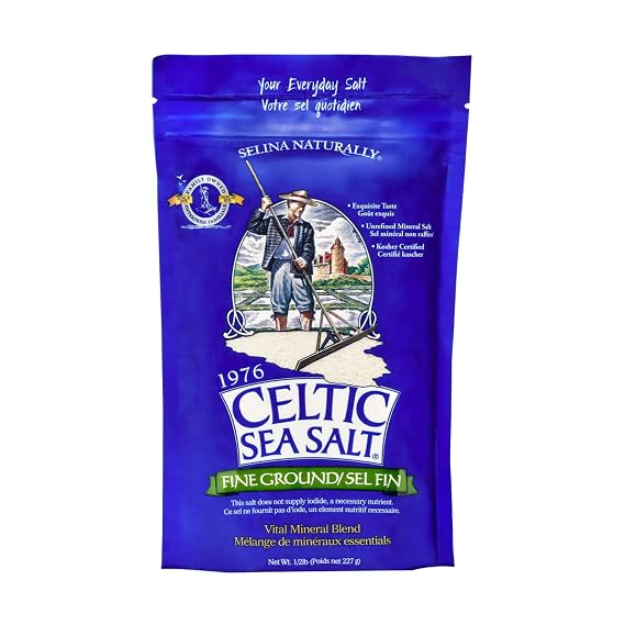 Celtic Sea Salt Fine Ground, Unrefined Mineral Salt for Cooking, 8 oz