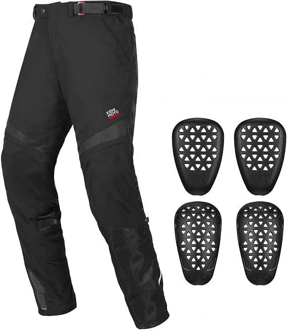KEMIMOTO Motorcycle Pants Men - Adjustable CE Armor Pockets & Waist, 4 Utility Pockets, Breathable Mesh Motorcycle Trousers