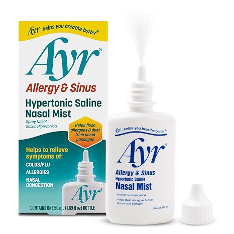 Ayr Allergy & Sinus Hypertonic Saline Nasal Mist, 1.69 Ounce Spray Bottle