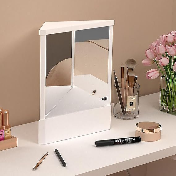 Non-Reversing Mirror, True Mirror Non Reversing,Precision Glass Viewing Angle, for Makeup Vanity and Beauty,White