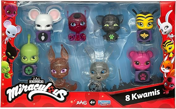 Bandai - Miraculous Tikki, Plagg, Trixx, Wayzz, Pollen, Nooroo, Fluff and Duusu 8 Kwamis Pack - Mini Figure Collection-P50532, P50532, Multi-Colour