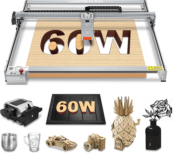 LASER TREE 60W (60000mW) Output Laser Engraver, 35 * 37 Inch Laser Engraving Machine with Air Assist, Switchable Diode Laser Cutter Engraver for Cutting Engraver for Wood Metal Acrylic, Class 4