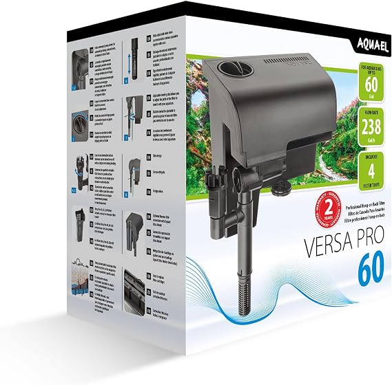 Aquael Versa Pro 60 Power Filter - Hang On Back Filter for Aquariums