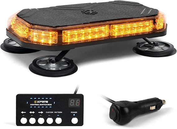 Xprite 42 LED Rooftop Strobe Light, High Visibility Emergency Hazard Warning Flashing Light Bar w/Control Panel for Construction Vehicles Towing Work Trucks Plows Pickup-Amber