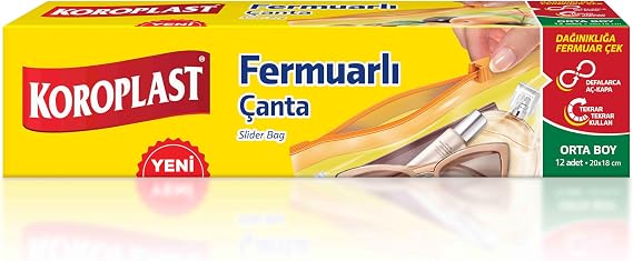 Orta Boy Fermuarlı Saklama Torbası 12'li Set, Kilitli Saklama Torbası 20x18 cm, BPA İçermez, Fermuarlı Saklama Poşeti, Kilitli Seyahat Maktaj Çantası, Kalemlik Eşya Düzenleyicisi Organizer