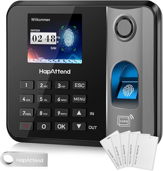 Time recording for small businesses fingerprint stamp clock work time recording stamp clock German edition time attendance employee with 5 RFID (0 monthly fees H1)