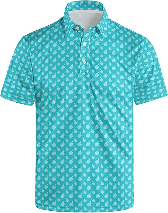 Men's Funny Golf Polo Shirts Quick-Dry Moisture Wicking Humorous Print Short Sleeve Shirt for Golf, Work & Summer